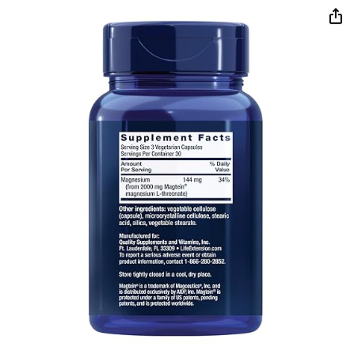 GENERICO - Life Extension Neuro-Mag L-Threonate de Magnesio 90 Cápsulas