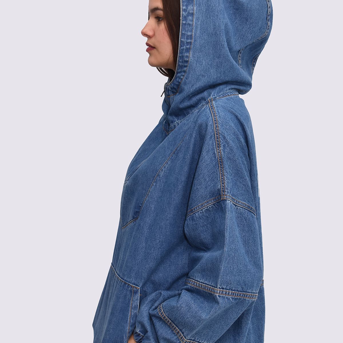 GENERICO - POLERA JEAN CON CAPUCHA HERA UNISEX