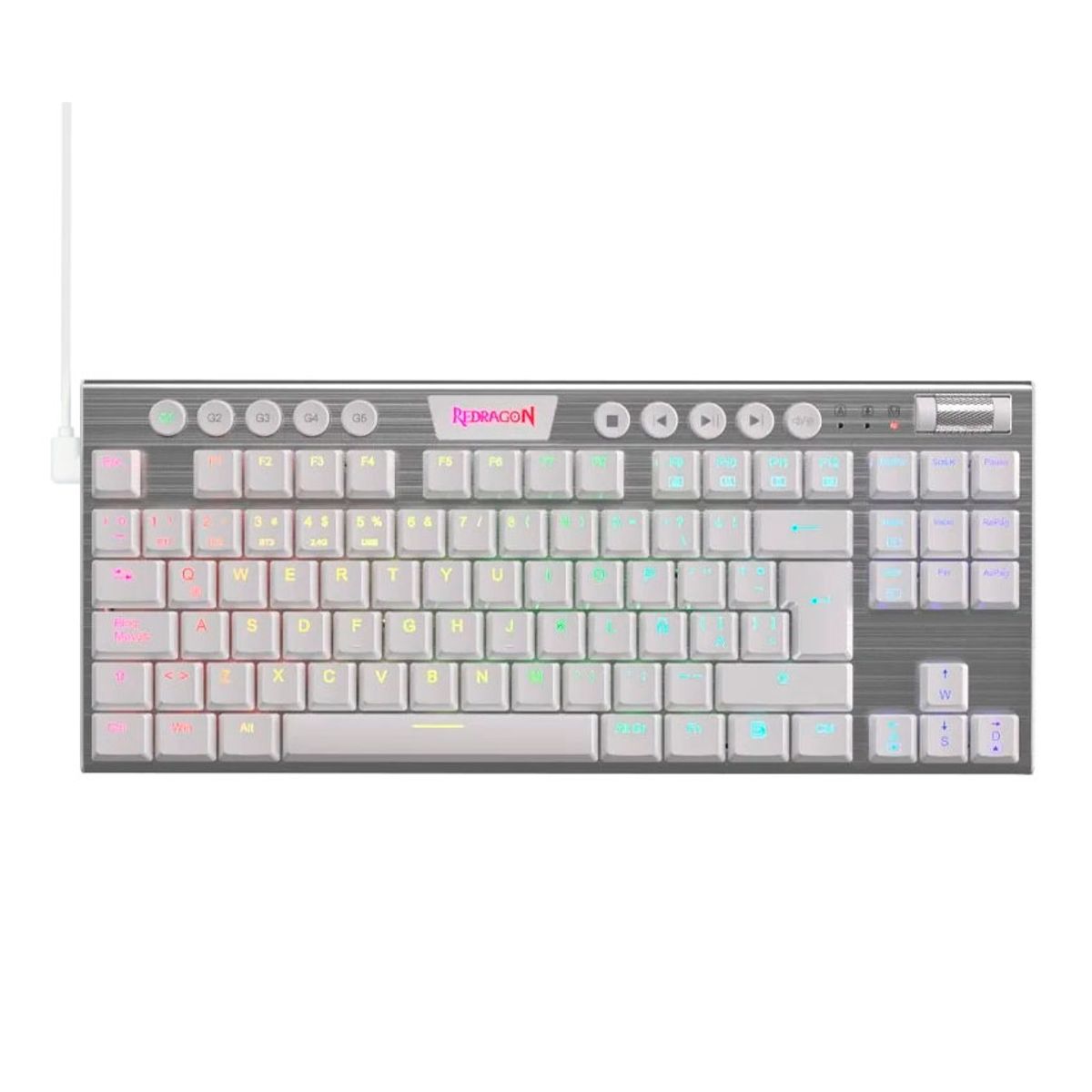 REDRAGON - Teclado Mecánico Redragon HORUS TKL K622W RGB Blanco cableado