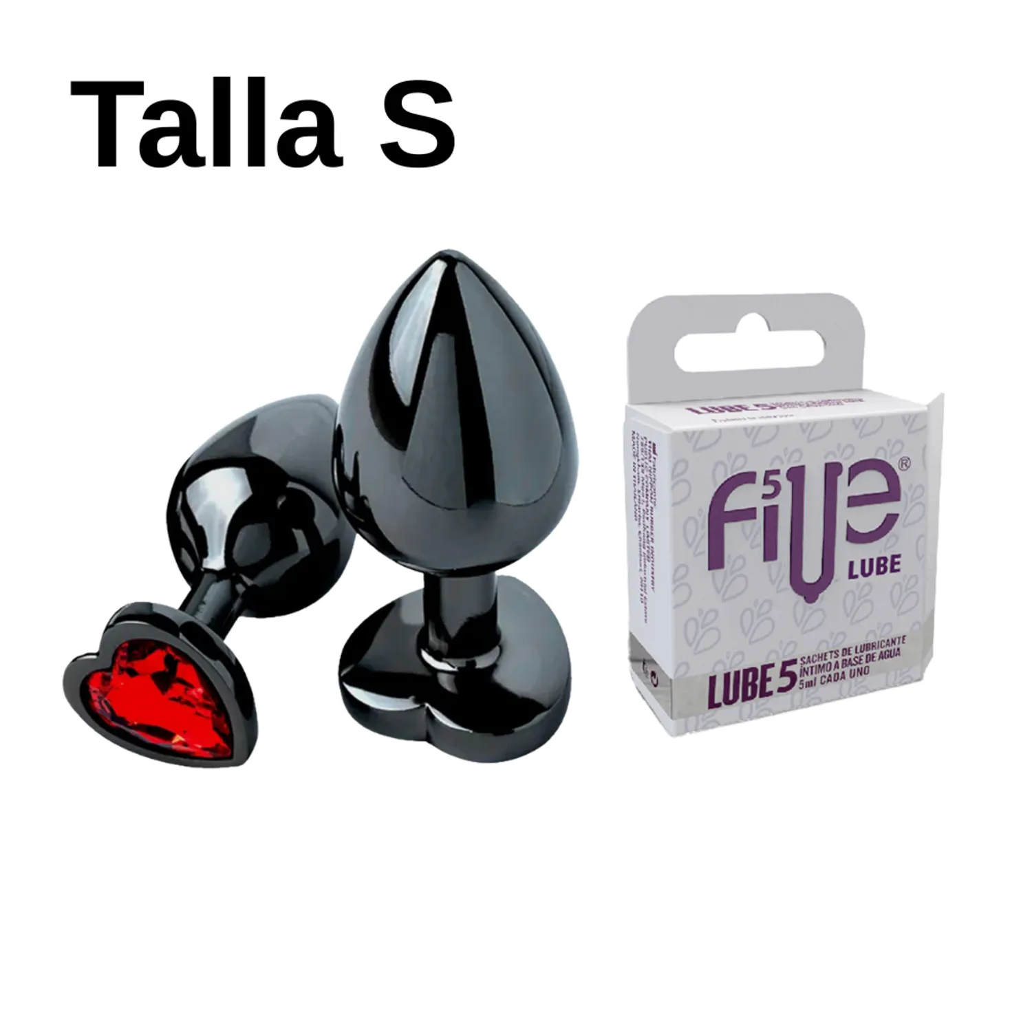 Plug S Dilatador Anal Consolador Rojo + Lubricante Five 05 Sachets DR PINKY 