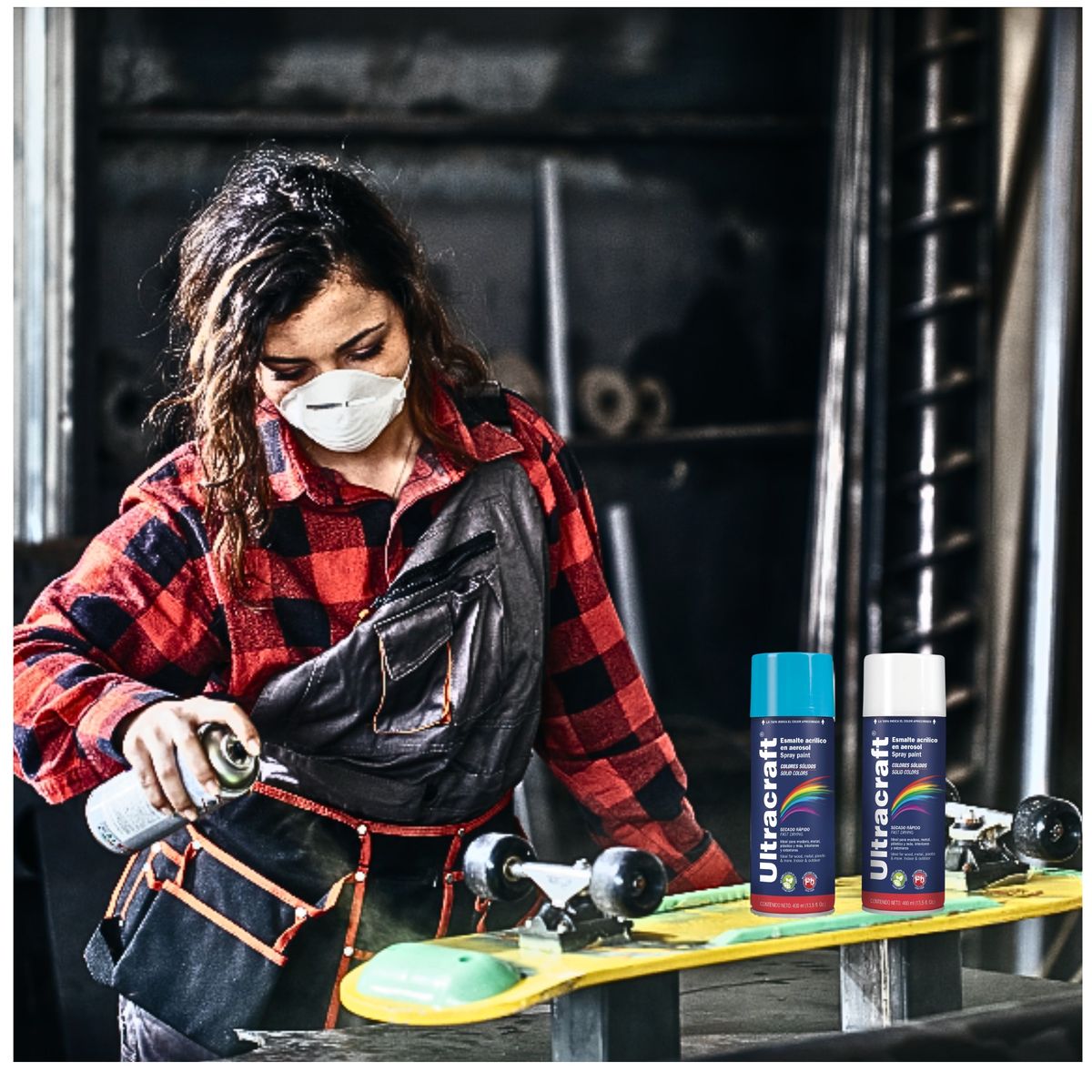 TRUPER - Pintura spray color BLANCO Y  CELESTE, ULTRACRAF TRUPER
