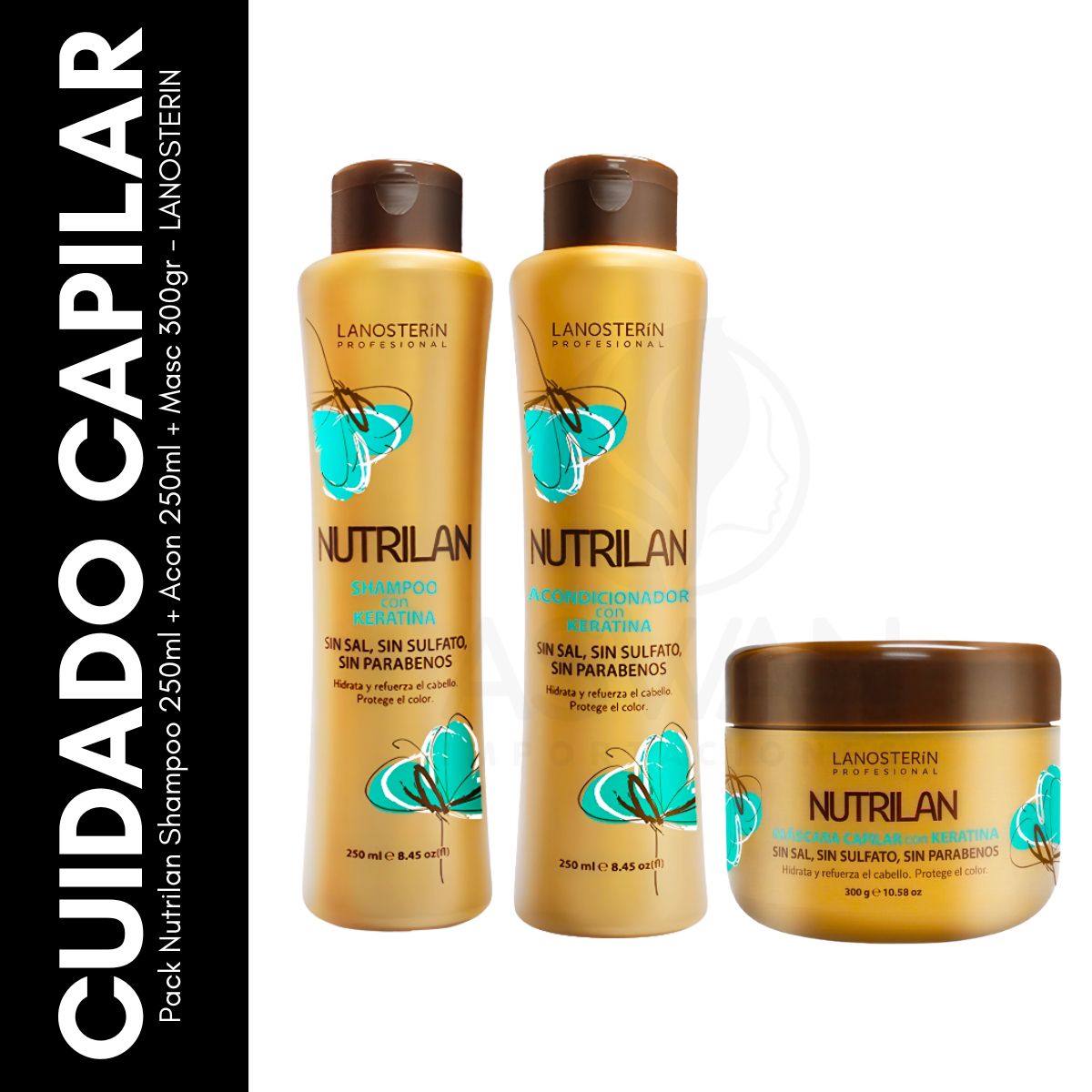 GENERICO - Pack Nutrilan Shampoo 250ml + Acon 250ml + Masc 300gr - LANOSTERIN