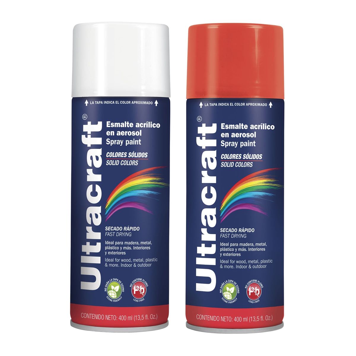 TRUPER - Pintura spray color BLANCO Y ROJO,  ULTRACRAF TRUPER