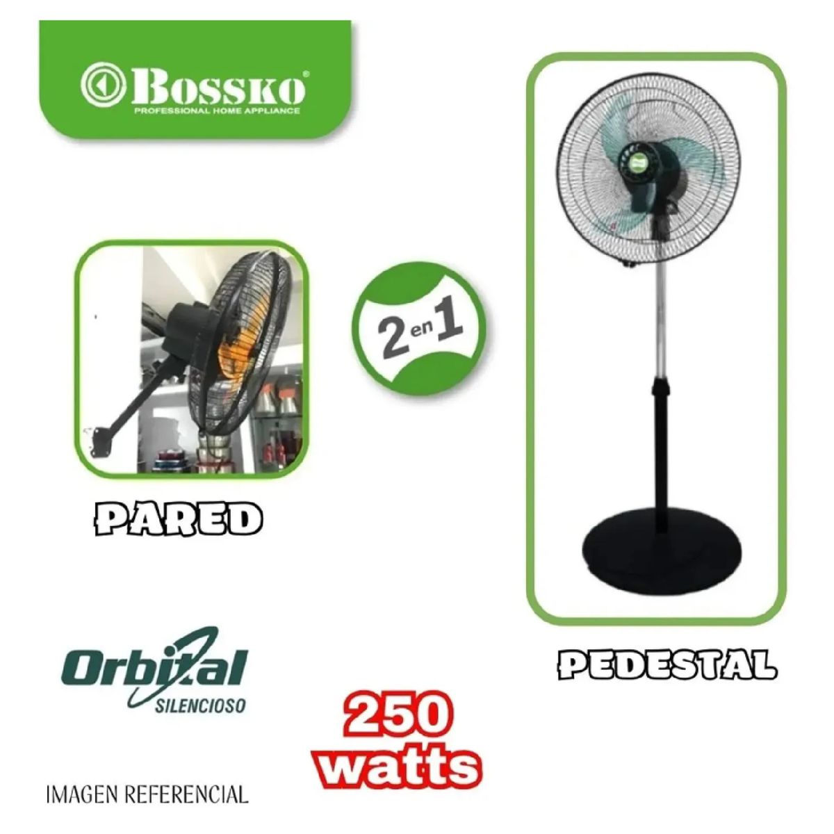 BOSSKO - Ventilador Bossko Orbital 16" 2 en 1 - BK-8223VO - VERDE