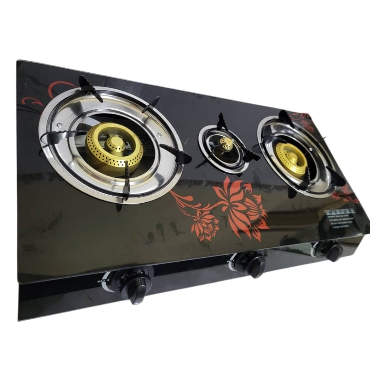 GENERICO - Cocina a Gas Genérico 3 Hornillas Vidrio Templado