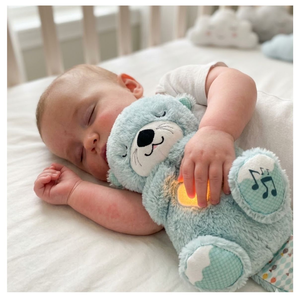 GENERICO - PELUCHE MUSICAL NUTRIA GRANDE CELESTE CON SONIDO Y LUZ PARA BEBÉS Y NIÑOS