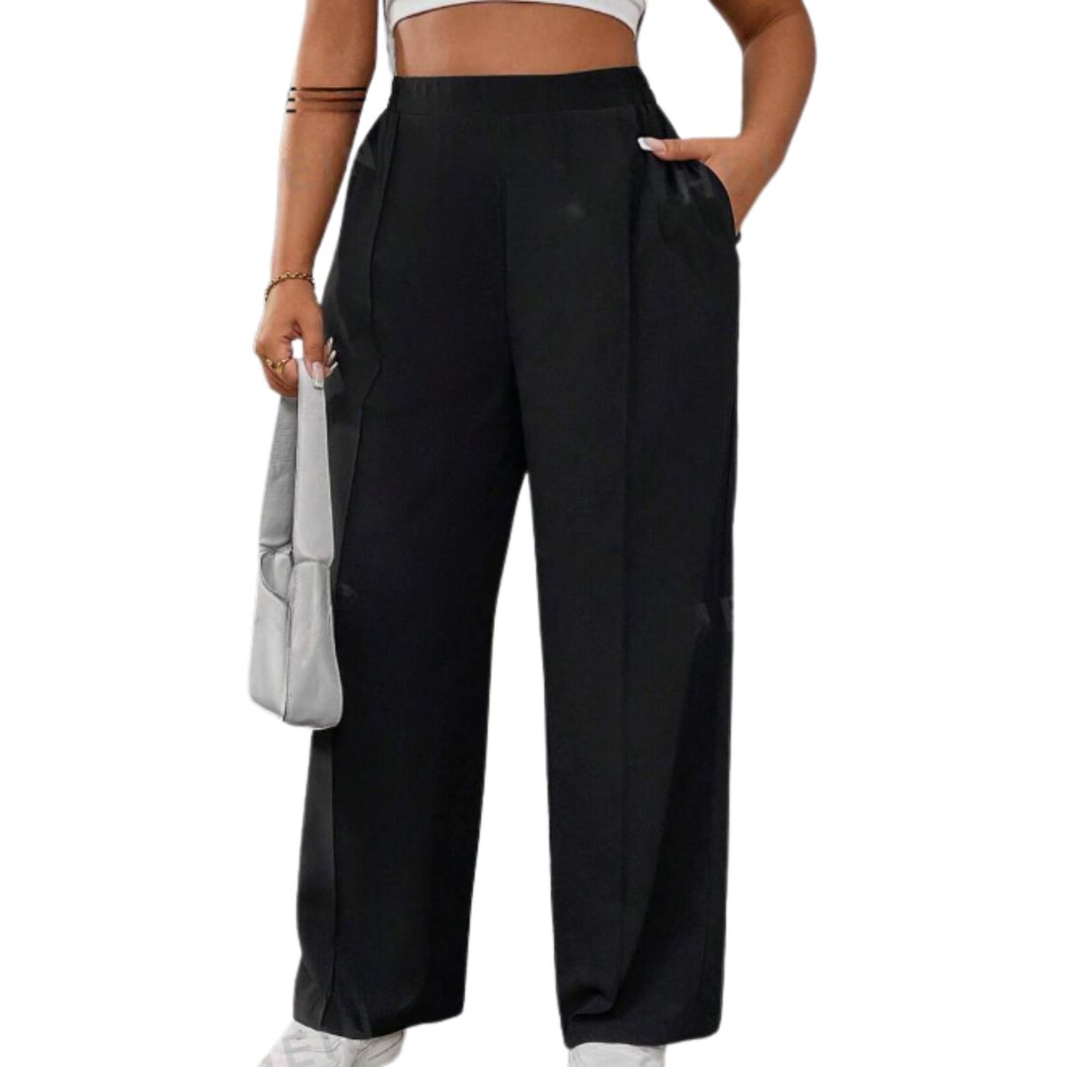 GENERICO - Pantalon plisado para mujer de talla pequeña