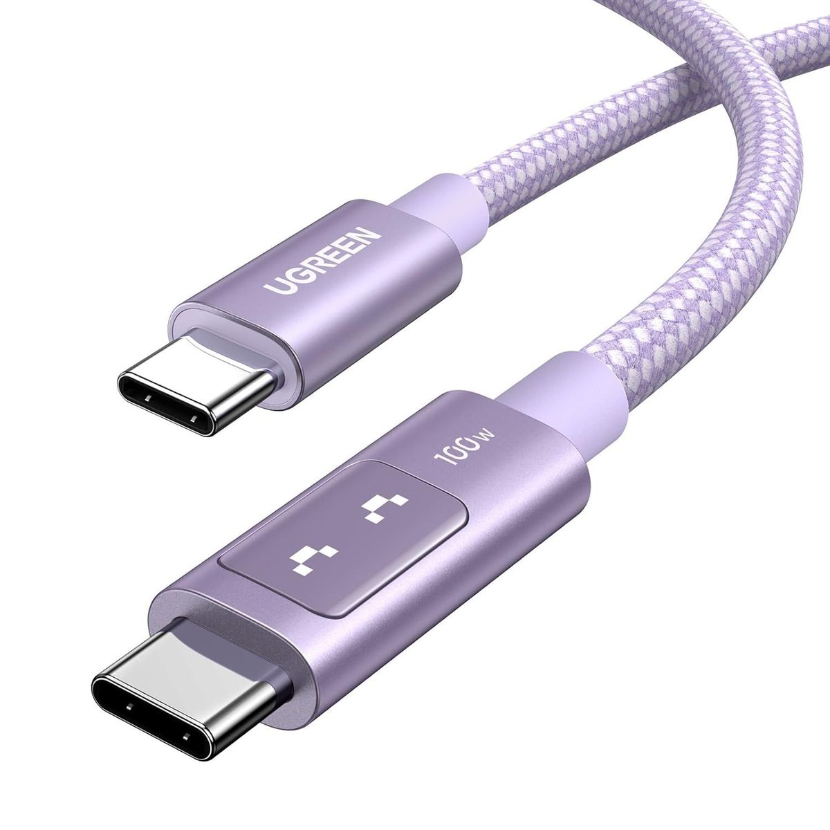 UGREEN - Cable USB-C a USB-C 100W 2m Carga Rápida LED Púrpura Ugreen L509 - 65216