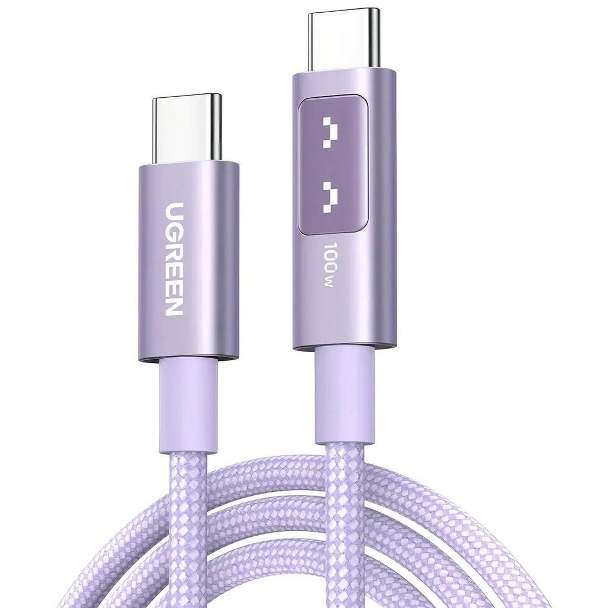 UGREEN - Cable USB-C a USB-C 100W 2m Carga Rápida LED Púrpura Ugreen L509 - 65216