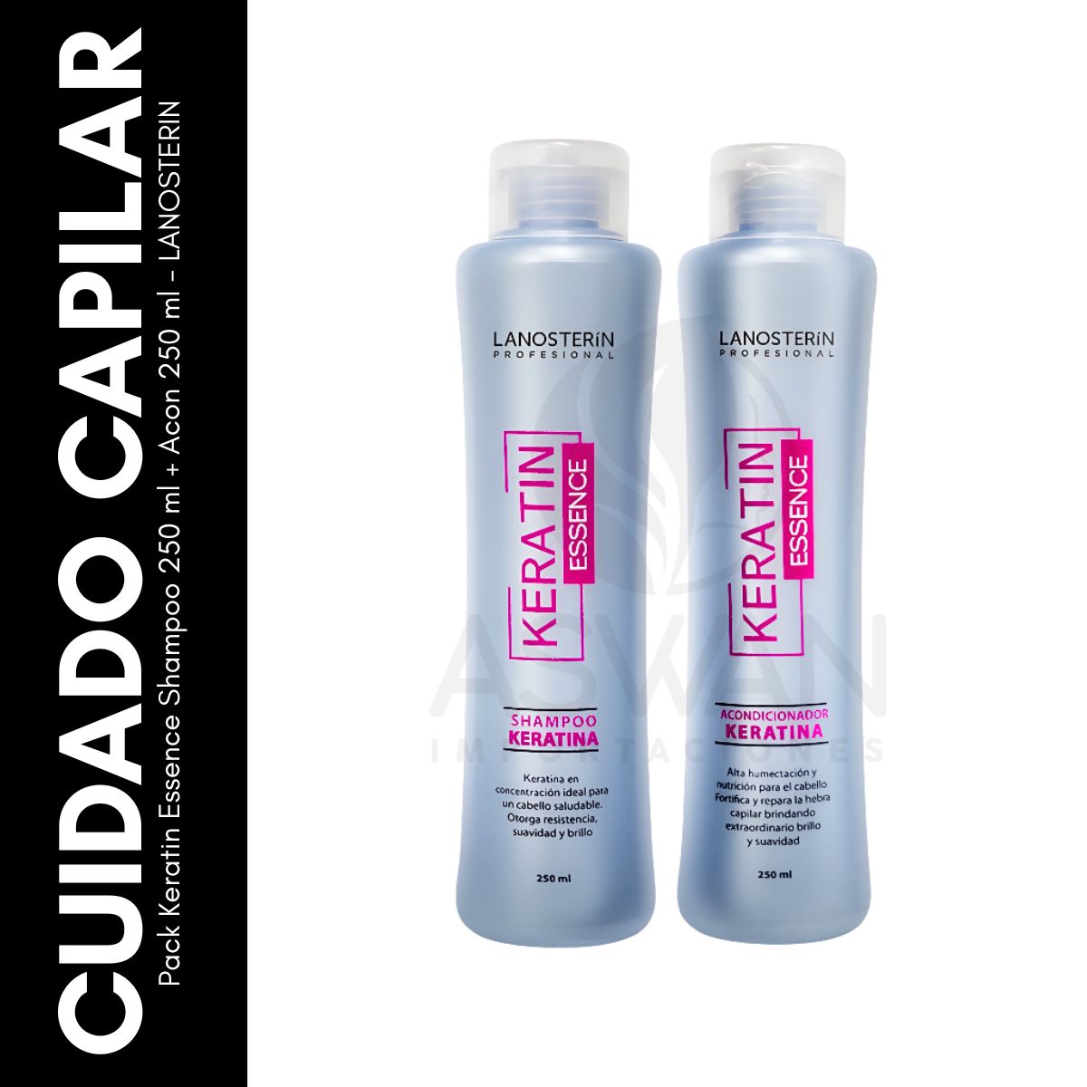 GENERICO - Pack Keratin Essence Shampoo 250 ml + Acon 250 ml - LANOSTERIN