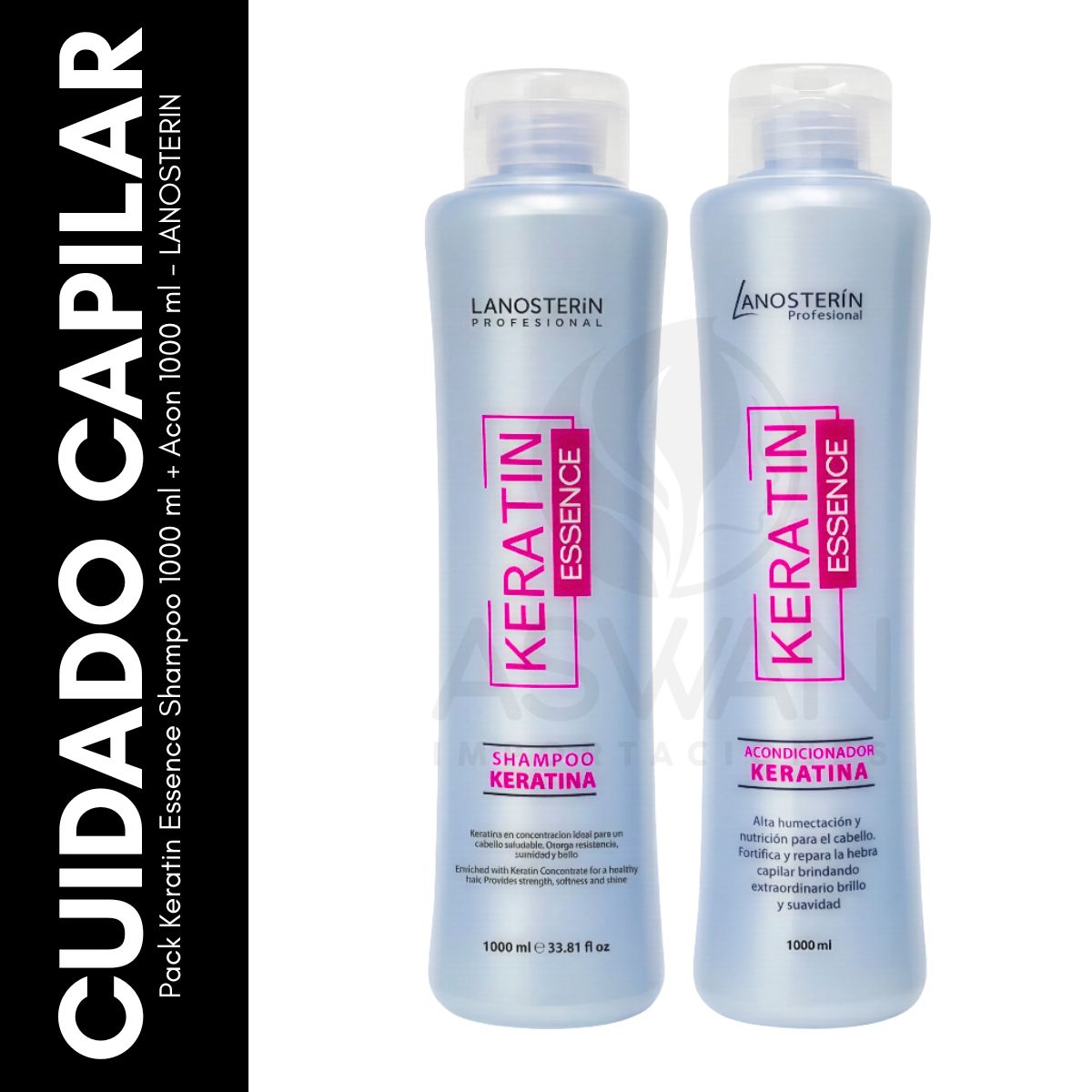 GENERICO - Pack Keratin Essence Shampoo 1000 ml + Acon 1000 ml - LANOSTERIN