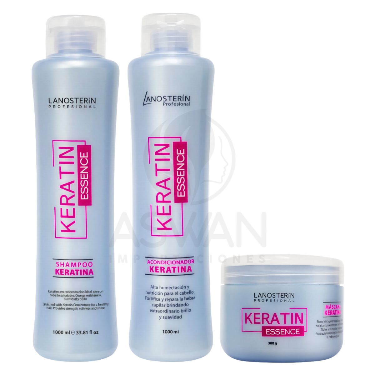 GENERICO - Pack Keratin Shampoo 1000ml  + Acon 1000ml  + Masc 300gr - LANOSTERIN