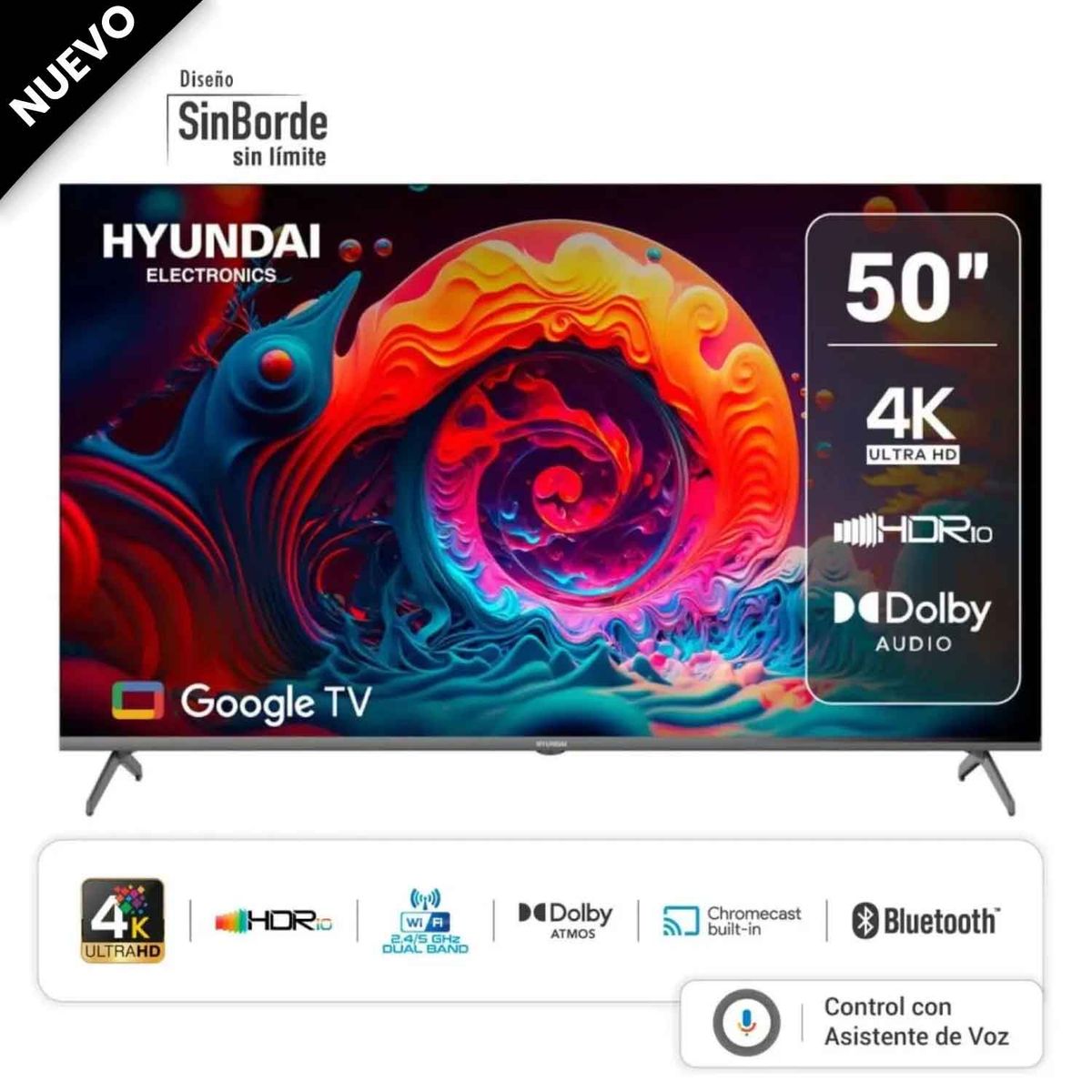 HYUNDAI - Televisor HYUNDAI 50 Pulg HYLED5024G 4K UHD GOOGLE TV
