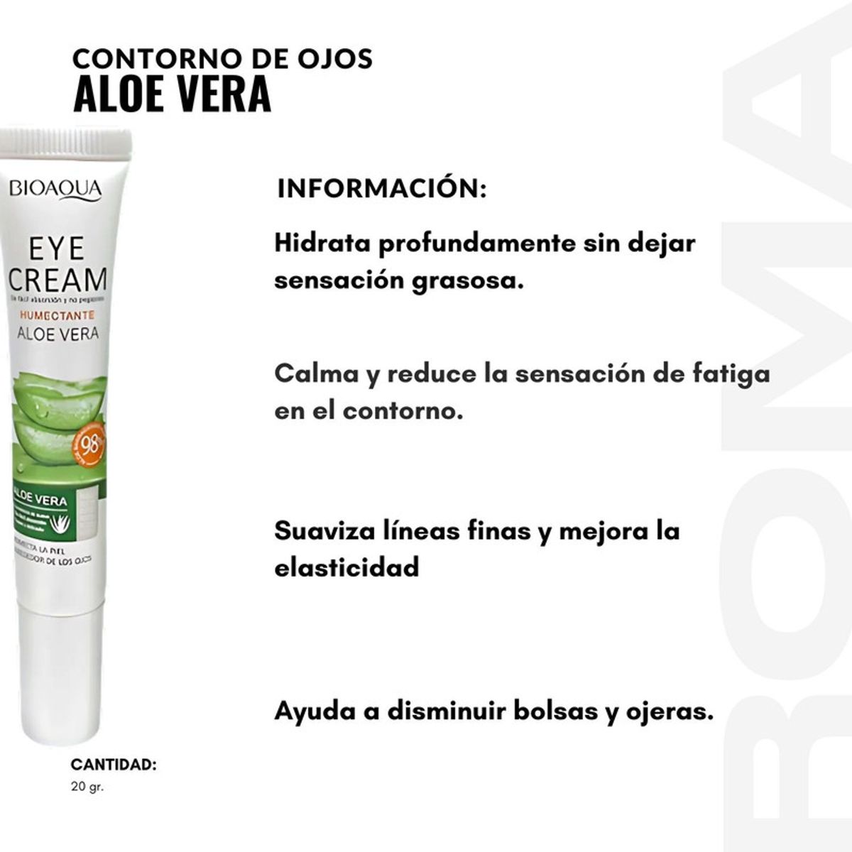 BIOAQUA - CONTORNO DE OJOS ALOE VERA 20G BIOAQUA