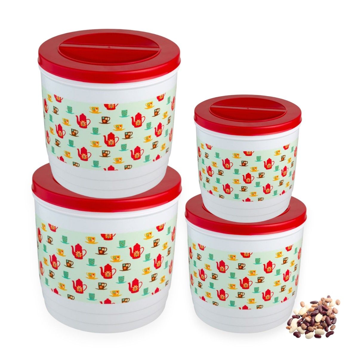 BASA - Set de Tapers Organizadores 4 Piezas Tapa Roja - Basa