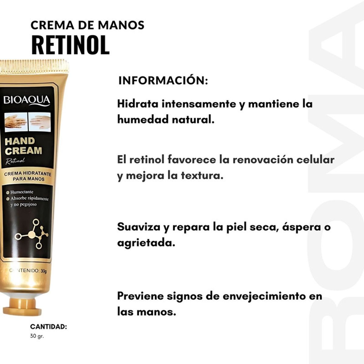 BIOAQUA - CREMA DE MANOS RETINOL 30G BIOAQUA