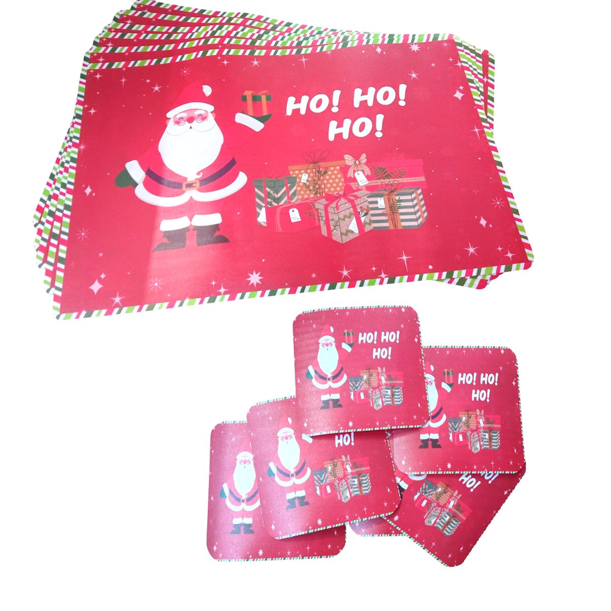 GENERICO - set de 6 Individuales navideños para mesas y 6 Porta vasos o taza