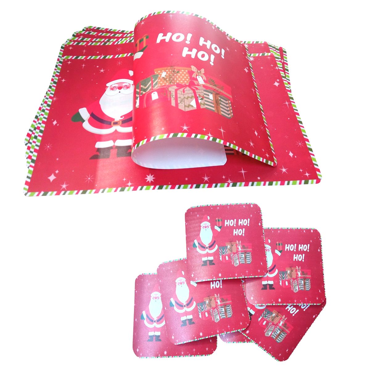 GENERICO - set de 6 Individuales navideños para mesas y 6 Porta vasos o taza