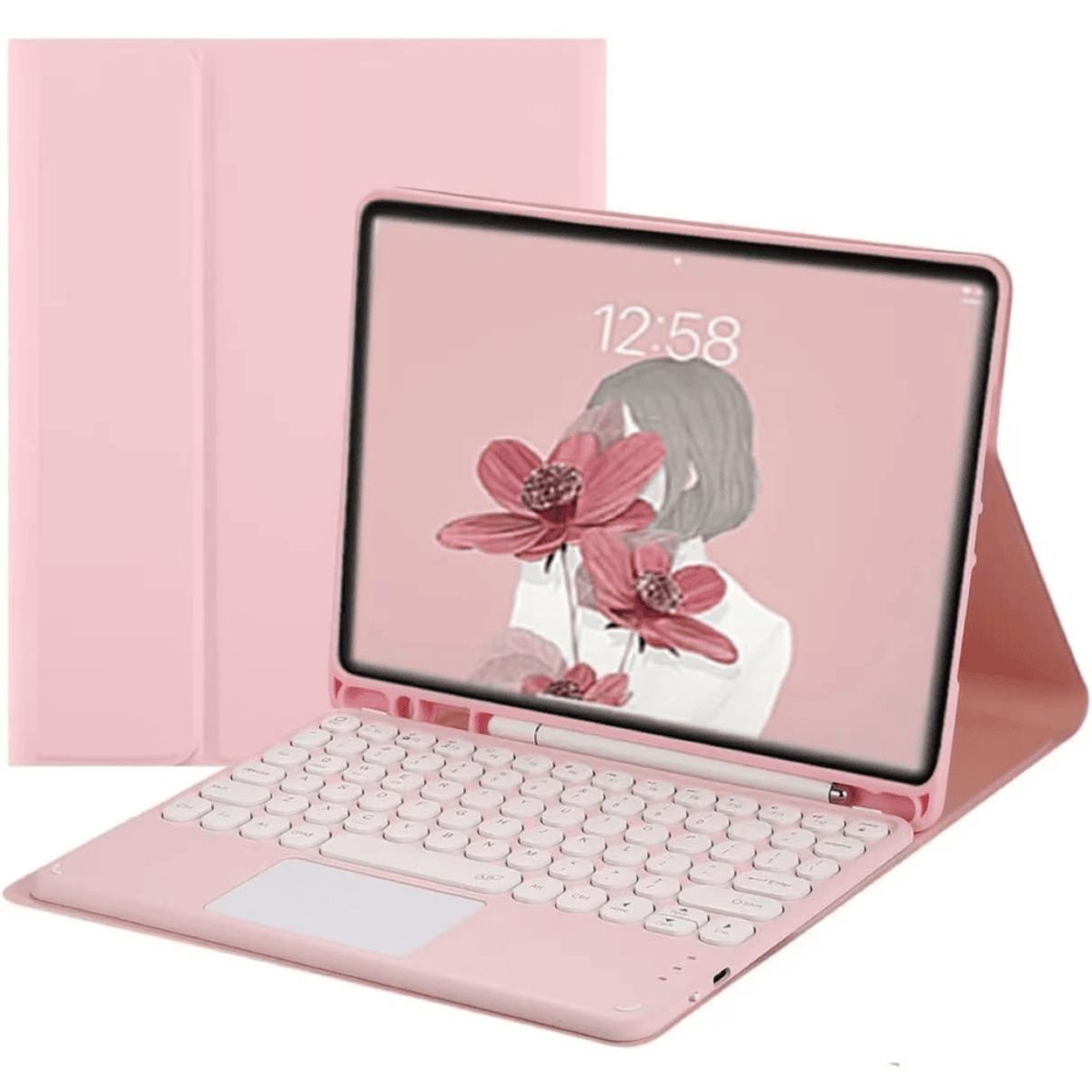 GENERICO - Funda con Teclado Touch para iPad Air 5ta Gen 109 Rosa