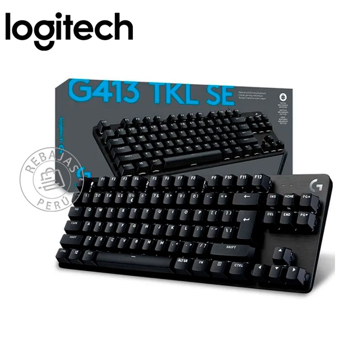 LOGITECH - Teclado Mecánico Gamer Logitech G413 SE TKL Blanco PBT USB Negro