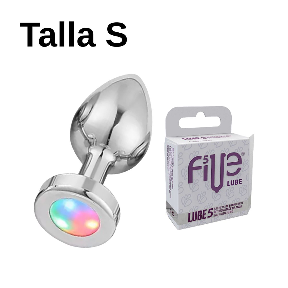 DR PINKY - Plug Anal Dilatador S Consolador Con Luces+ Lubricante Five 05 Sachets