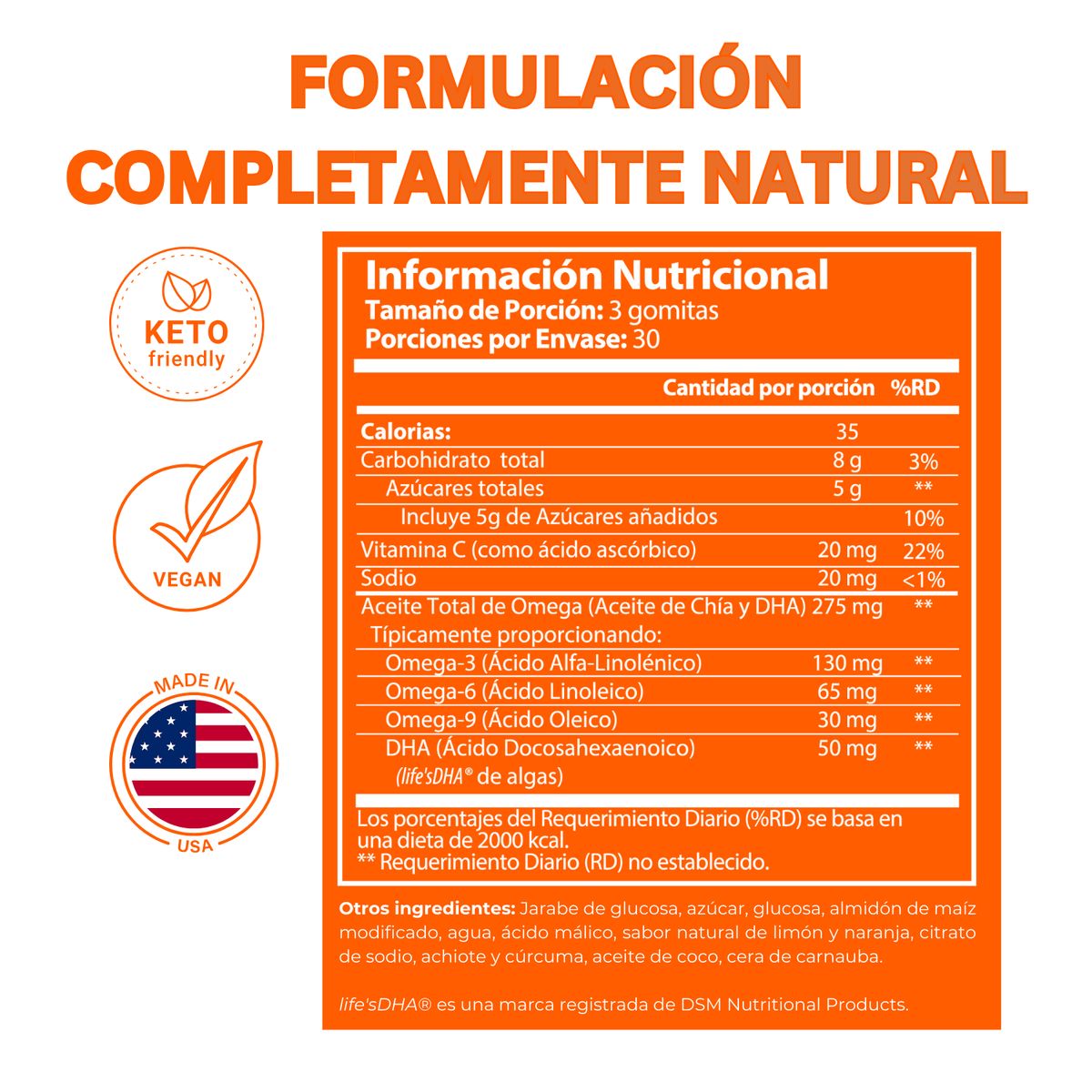 GENERICO - Omega 3, 6, 9 Nutratonics 90 Gomitas Veganas de Algas