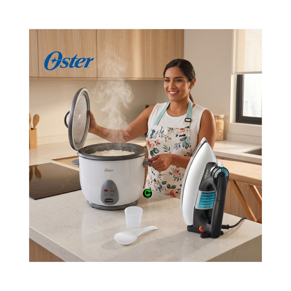 OSTER - Pack Combo OSTER Olla Arrocera CKSTRC1700W y Plancha Clásica