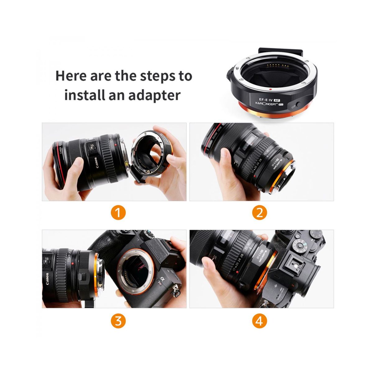 K&F CONCEPT - Adaptador K&F Concept montura Sony E para Lentes Canon EFEF-S KF06466