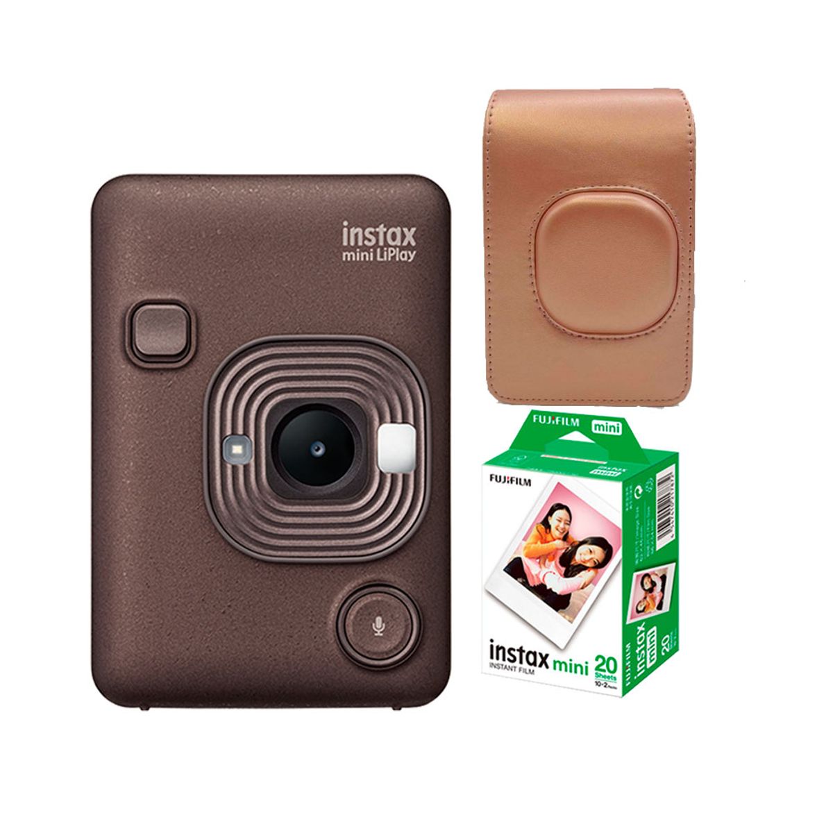 Fujifilm - Camara Fujifilm Instax Mini LiPlay Bronze+ Estuche +Peli x20 unid