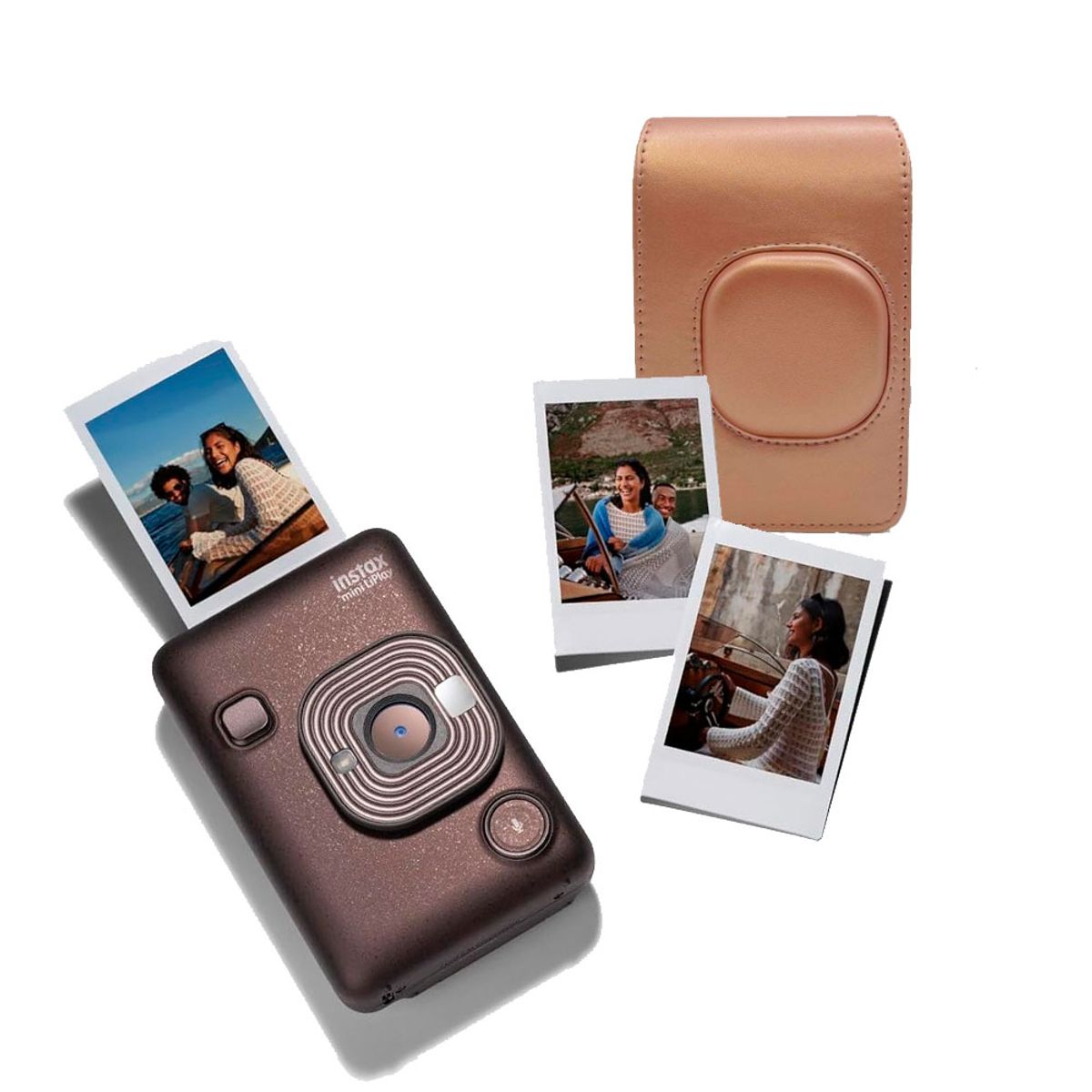 Fujifilm - Camara Fujifilm Instax Mini LiPlay Bronze+ Estuche +Peli x20 unid