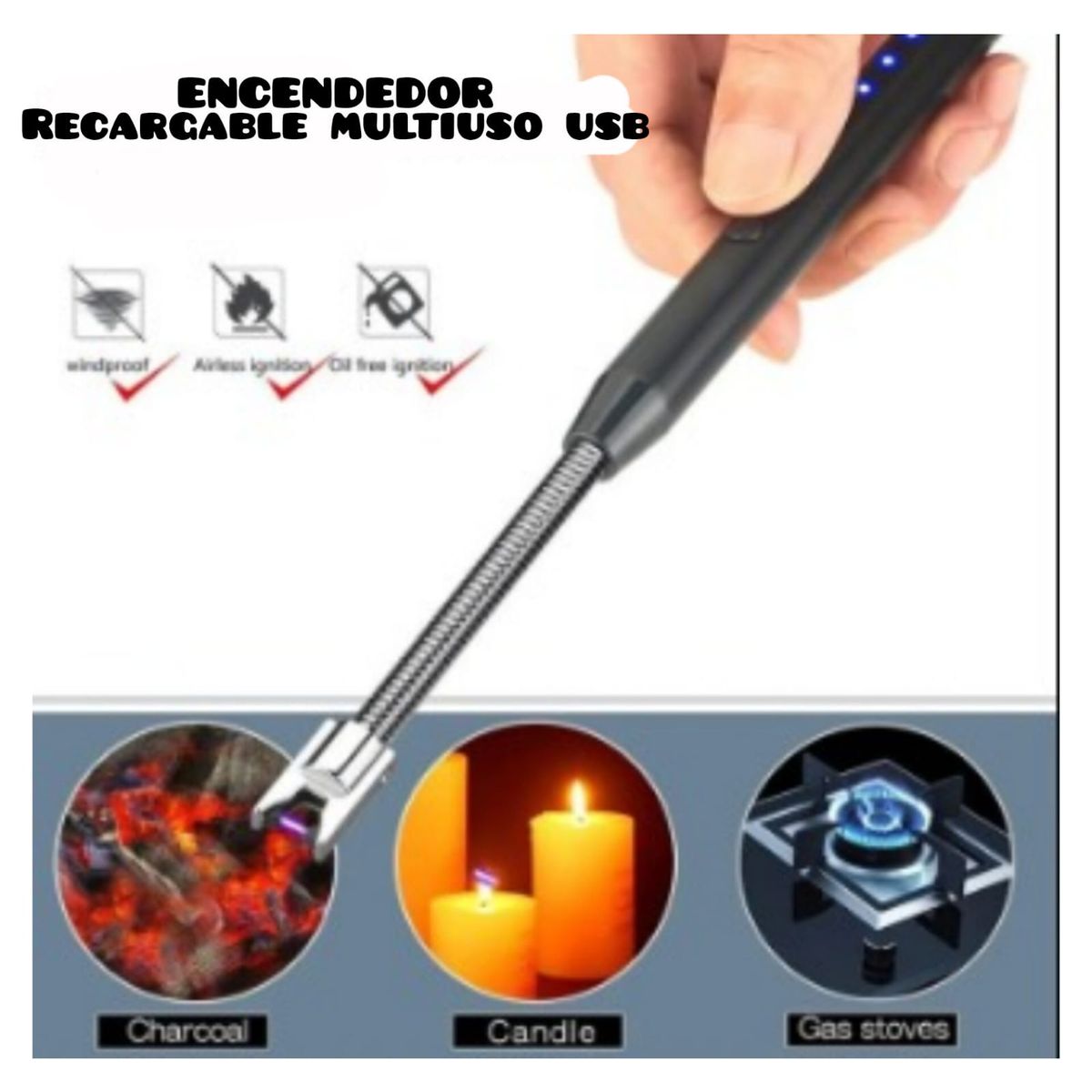 OEM - Encendedor Eléctrico Flexible de cocina Recargable USB