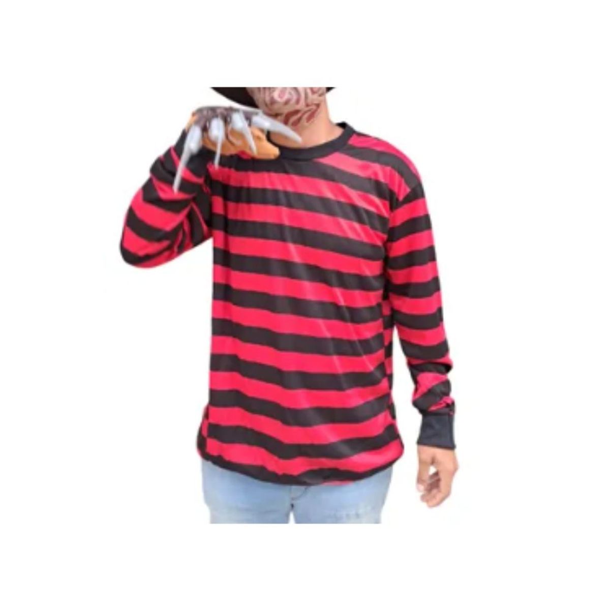 GENERICO - Disfraz Polo Rayas Color Rojo y Negro Talla L Halloween