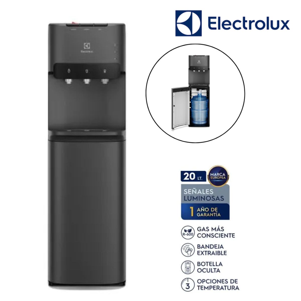 ELECTROLUX - Dispensador de Agua Electrolux Pure Sense con Botellón Oculto Negro