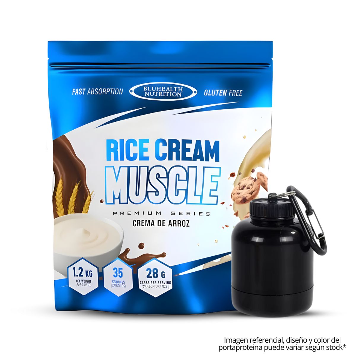 GENERICO - Crema de arroz 1.2 kg Bluhealth Nutrition - Cookie and cream + Portaproteina