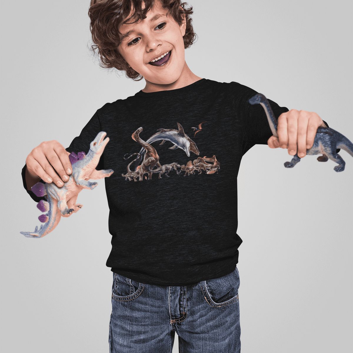 GENERICO - Polo Dinosaurio Jurassic Rebirth Camiseta Niño Dino Algodon Negro