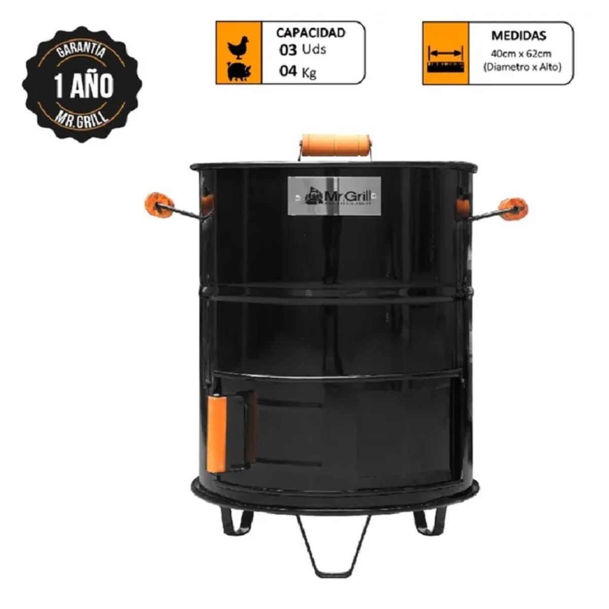 MR GRILL - Mini Cilindro Ahumador Mr Grill Fierro