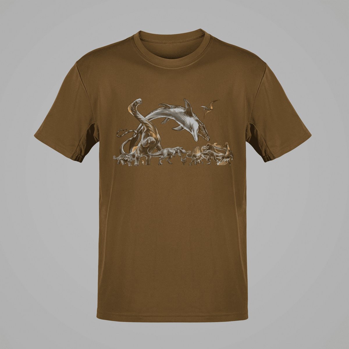 GENERICO - Polo Dinosaurio Jurassic Rebirth Camiseta Niño Dino Algodon Marron