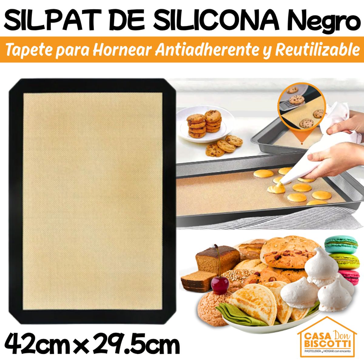 GENERICO - Silpat de Silicona para horno - Tapete Antiadherente Silpack 42x30cm