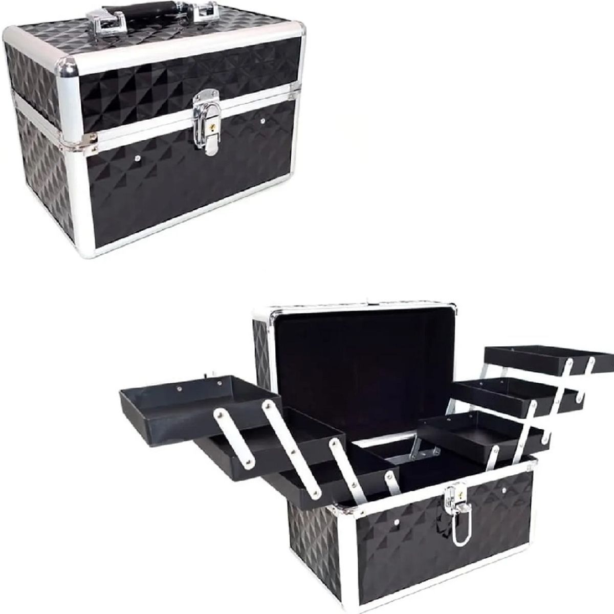 GENERICO - Maletín Organizador Maquillaje 6 Bandejas Profesional Negro