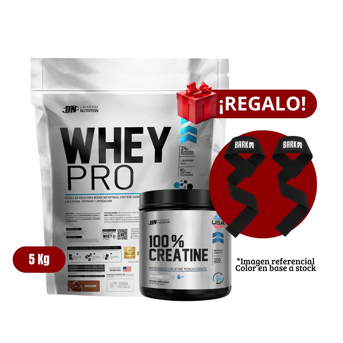 UNIVERSE NUTRITION - Proteína Whey Pro 5Kg Chocolate+Universe Nutrition 250g+Straps