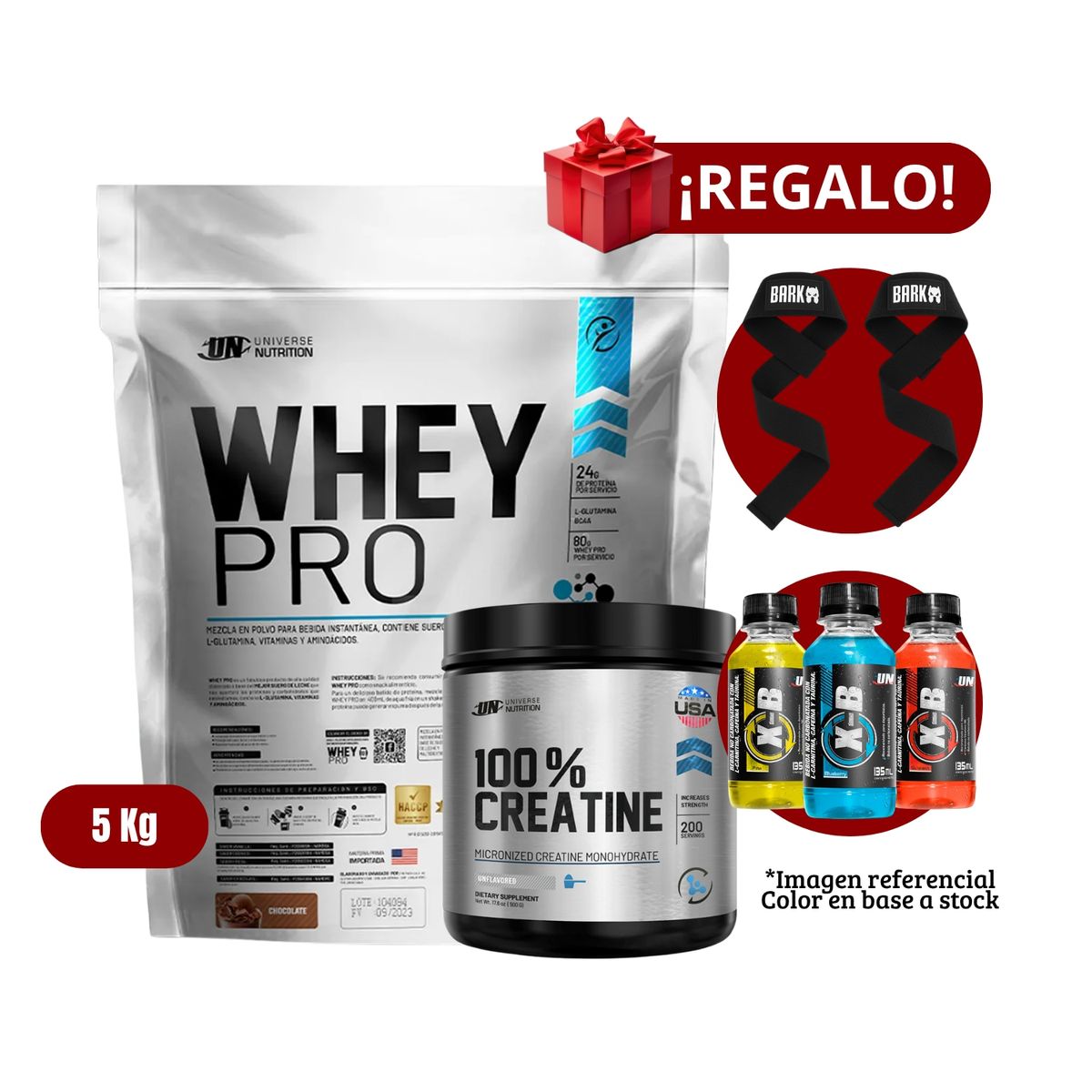 UNIVERSE NUTRITION - Proteína Whey Pro 5Kg Chocolate+Universe Nutrition 250g+Straps + XB
