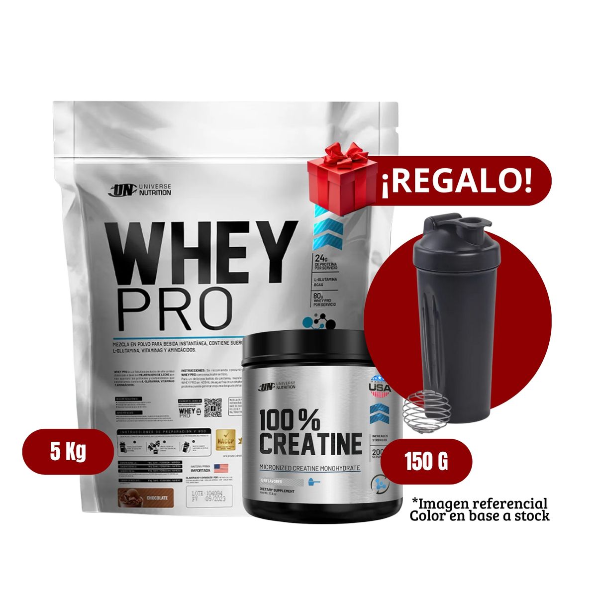 UNIVERSE NUTRITION - Proteína Whey Pro 5Kg Chocolate+Universe Nutrition 150g+Shaker