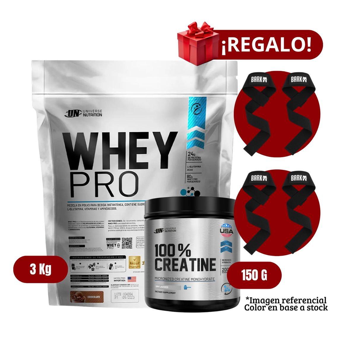 UNIVERSE NUTRITION - Proteína Whey Pro 3Kg Chocolate+Universe Nutrition 150g+2 Straps