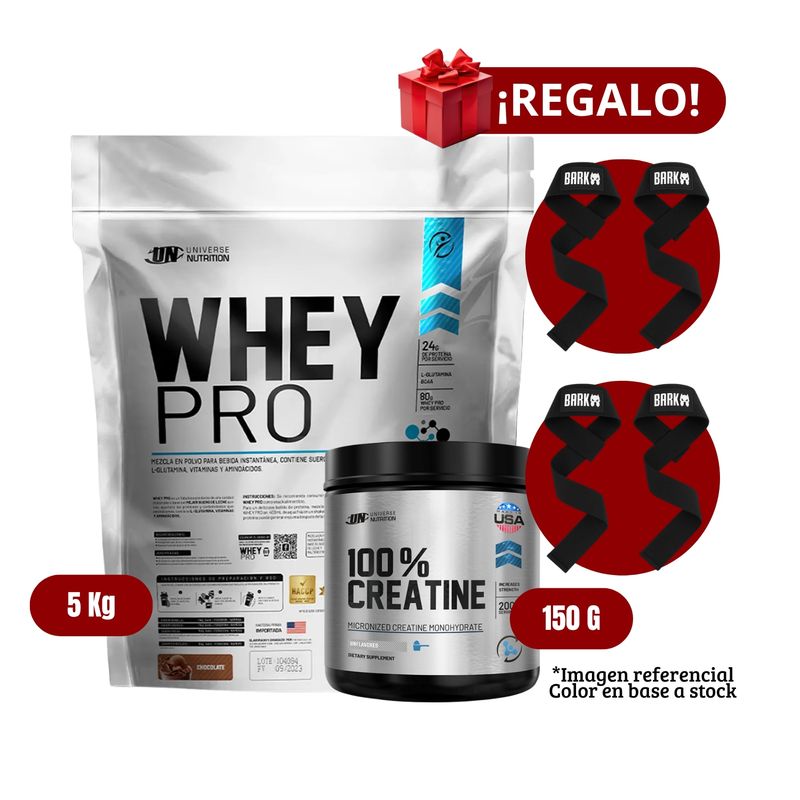 UNIVERSE NUTRITION - Proteína Whey Pro 5Kg Chocolate+Universe Nutrition 150g+2 Straps