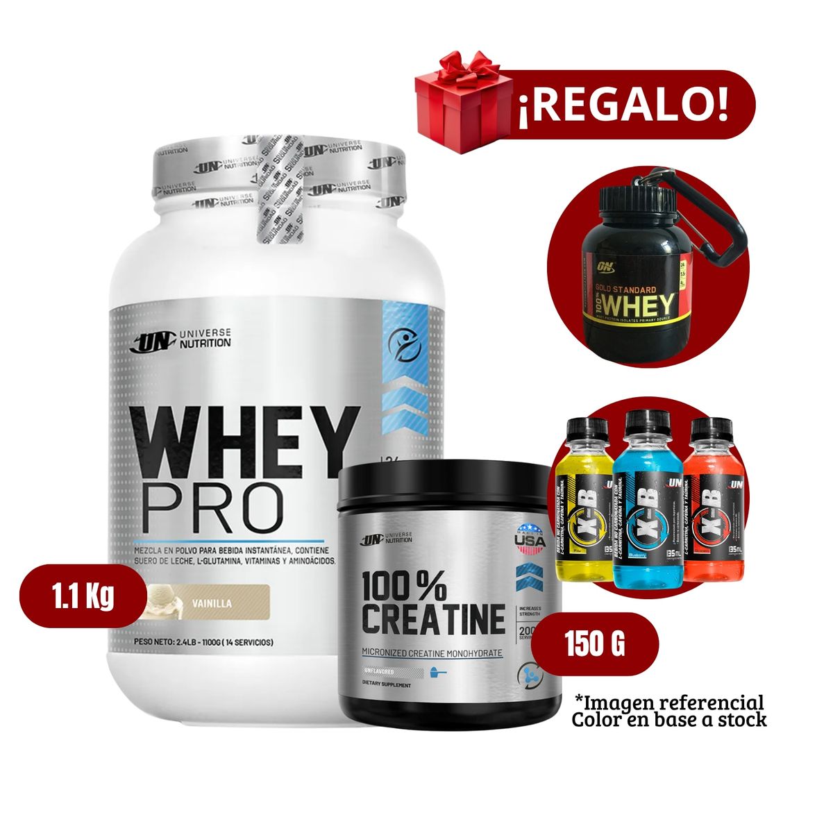 UNIVERSE NUTRITION - Whey Pro 11Kg Vainilla+Universe Nutrition 150g+Portaproteína+XB