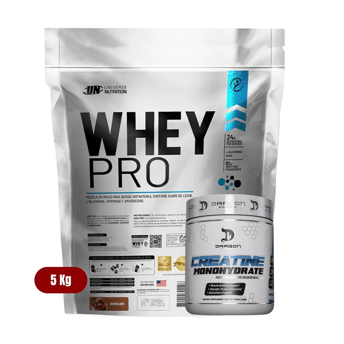 UNIVERSE NUTRITION - Proteína Whey Pro 5Kg Chocolate+Dragon Pharma 300g