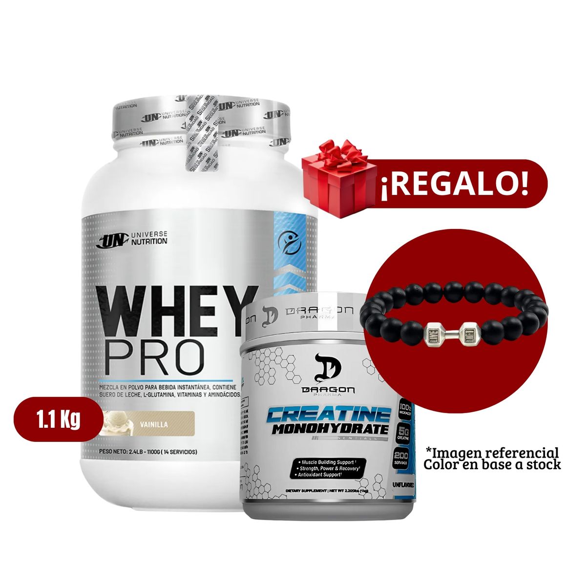 UNIVERSE NUTRITION - Proteína Whey Pro 11Kg Vainilla+Dragon Pharma 1 Kg+PulseraGym