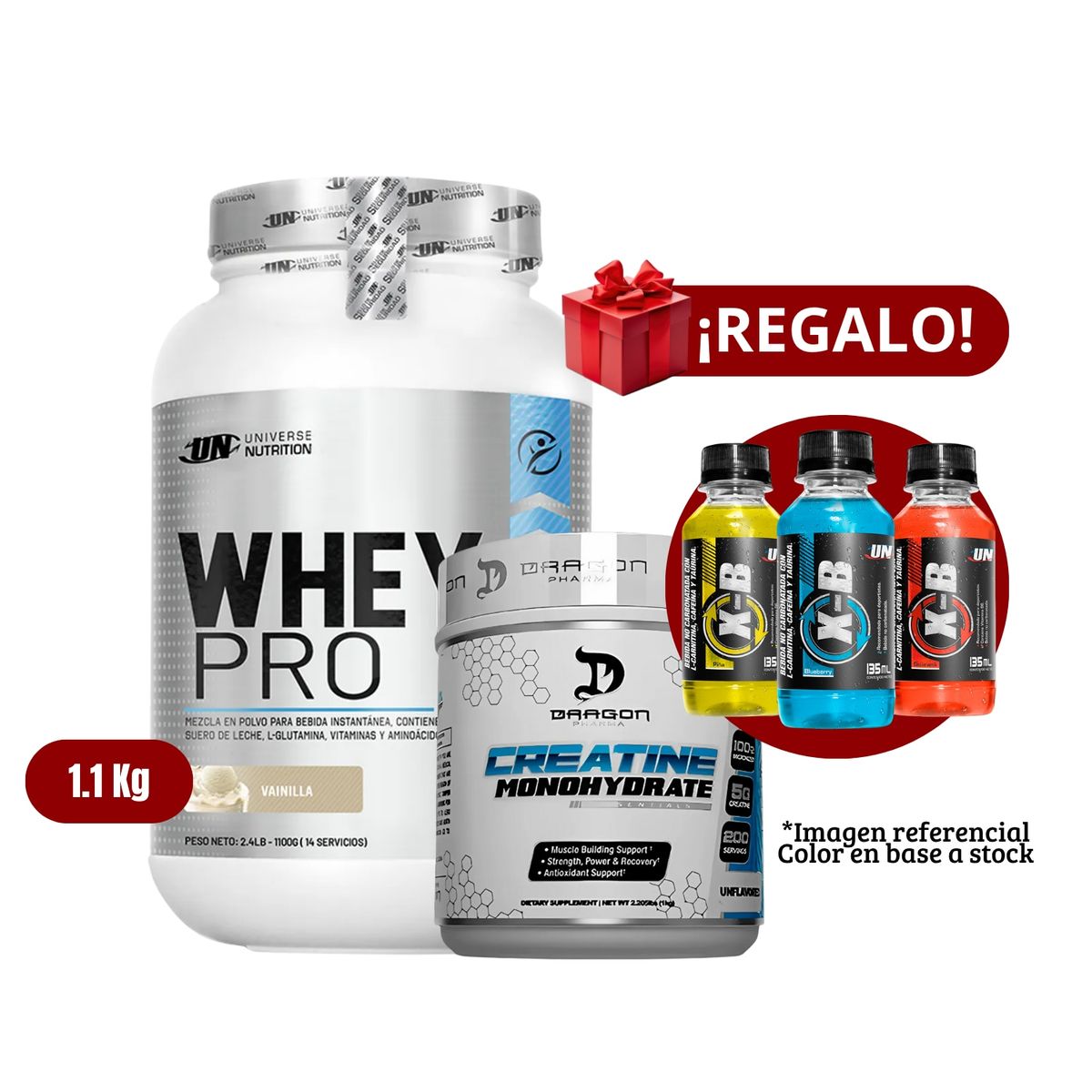 UNIVERSE NUTRITION - Proteína Whey Pro 11Kg Vainilla+Dragon Pharma 1 Kg+XB