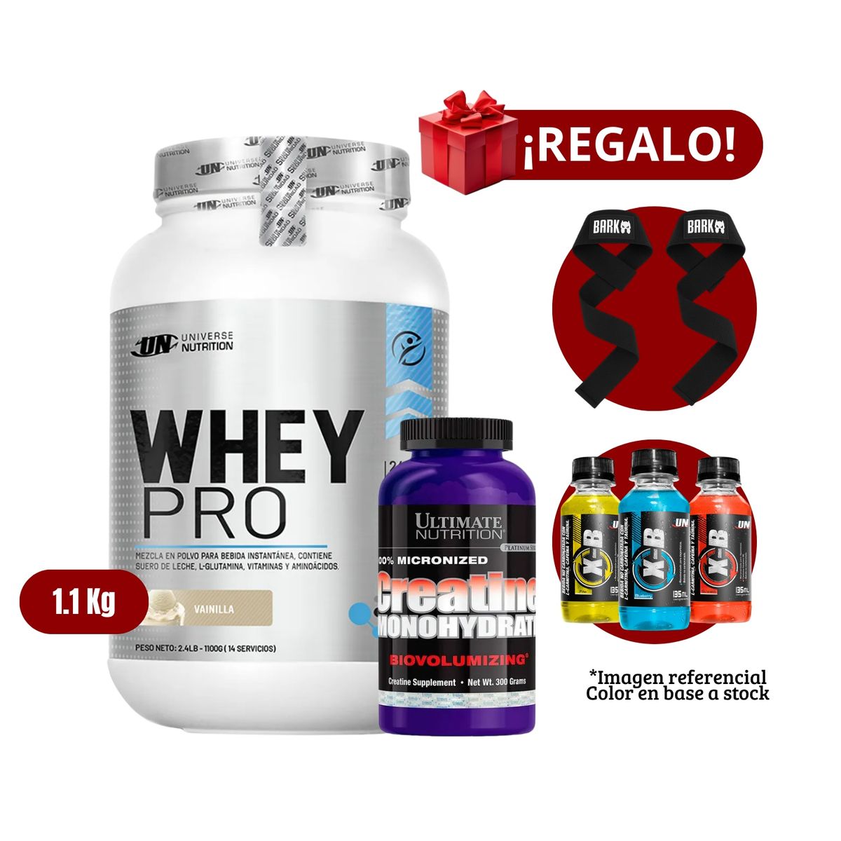 UNIVERSE NUTRITION - Proteína Whey Pro 11Kg Vainilla+Ultimate Nutrition 300g+Straps + XB