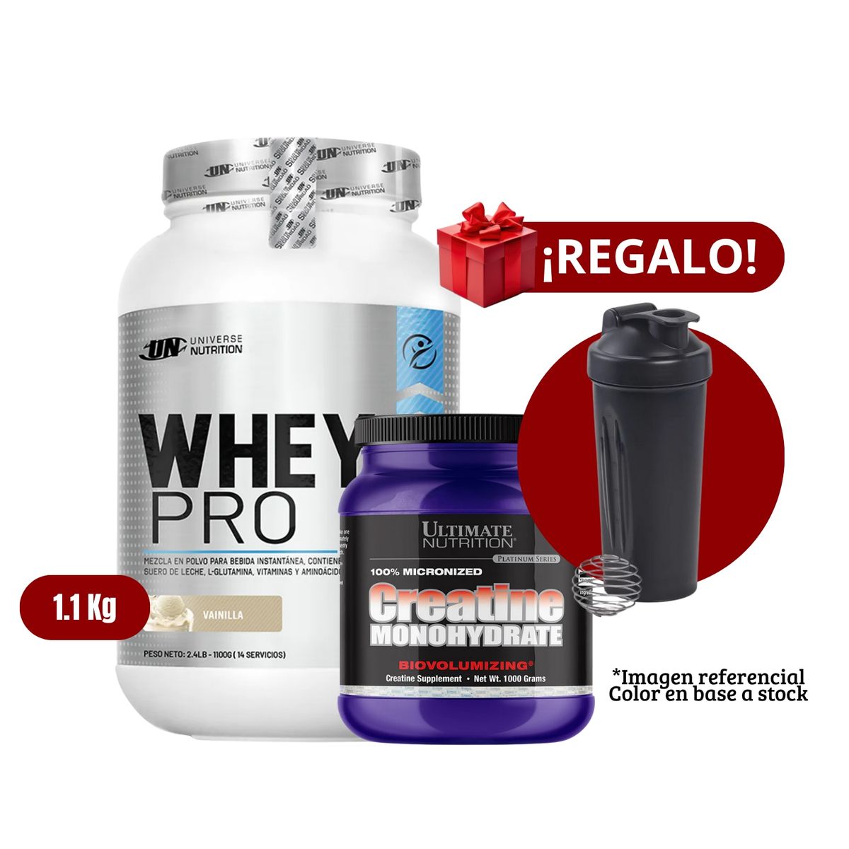 UNIVERSE NUTRITION - Proteína Whey Pro 11Kg Vainilla+Ultimate Nutrition 1 Kg+Shaker